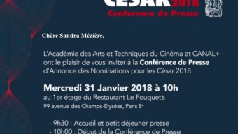 César 2018 : annonce des nominations ce 31 janvier 2018 à 10H
